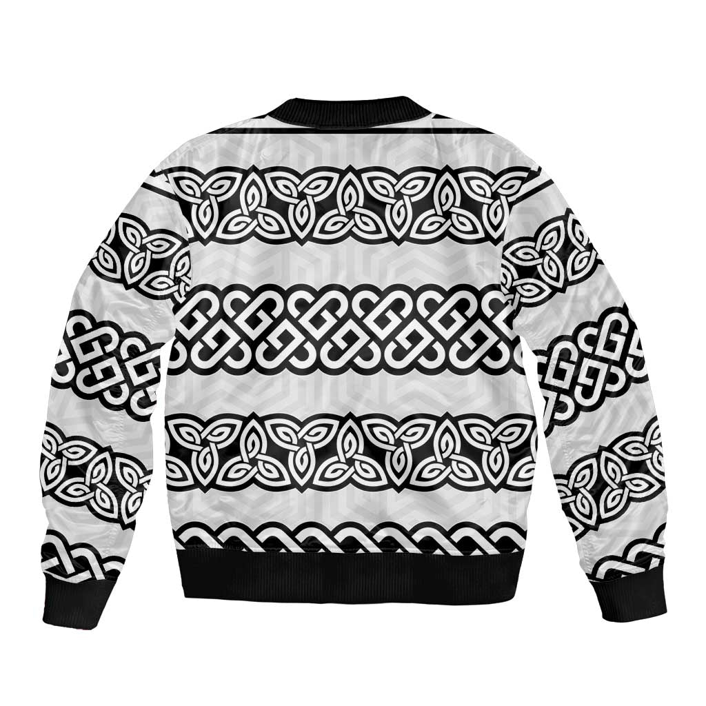 Ireland Celtic Pattern Sleeve Zip Bomber Jacket Celtic Knot