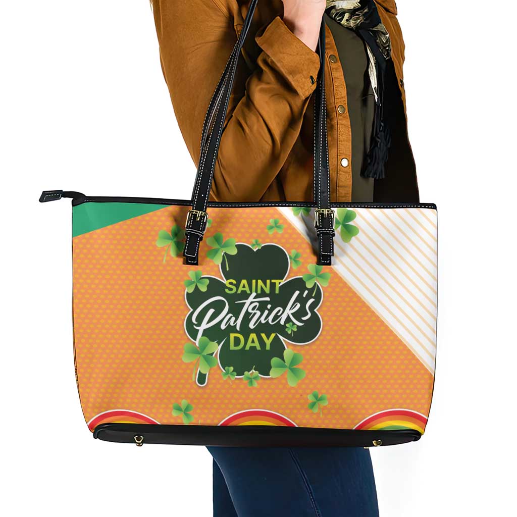 Ireland Irish Leprechaun with Shamrock Leather Tote Bag Ireland 17th March Saint Patrick's Day