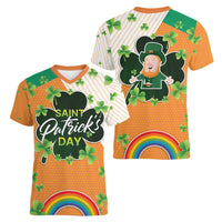 Ireland Irish Leprechaun with Shamrock Women V-Neck T-Shirt Ireland 17th March Saint Patrick's Day