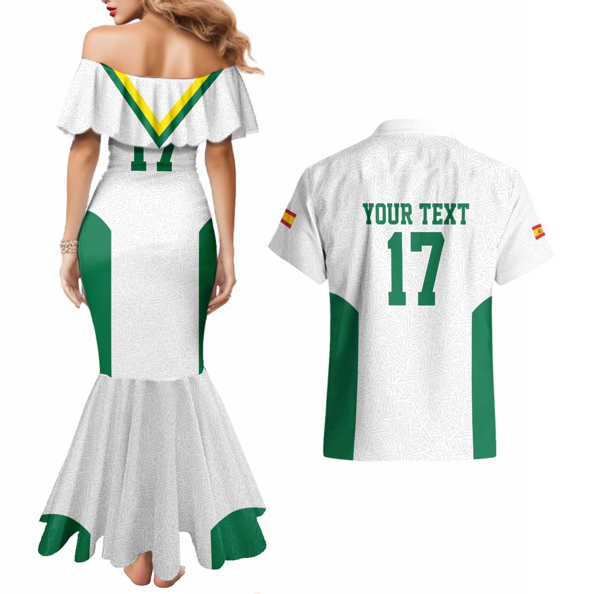 Custom Spain Field Hockey Couples Matching Mermaid Dress and Hawaiian Shirt Club de Campo Sporty Style