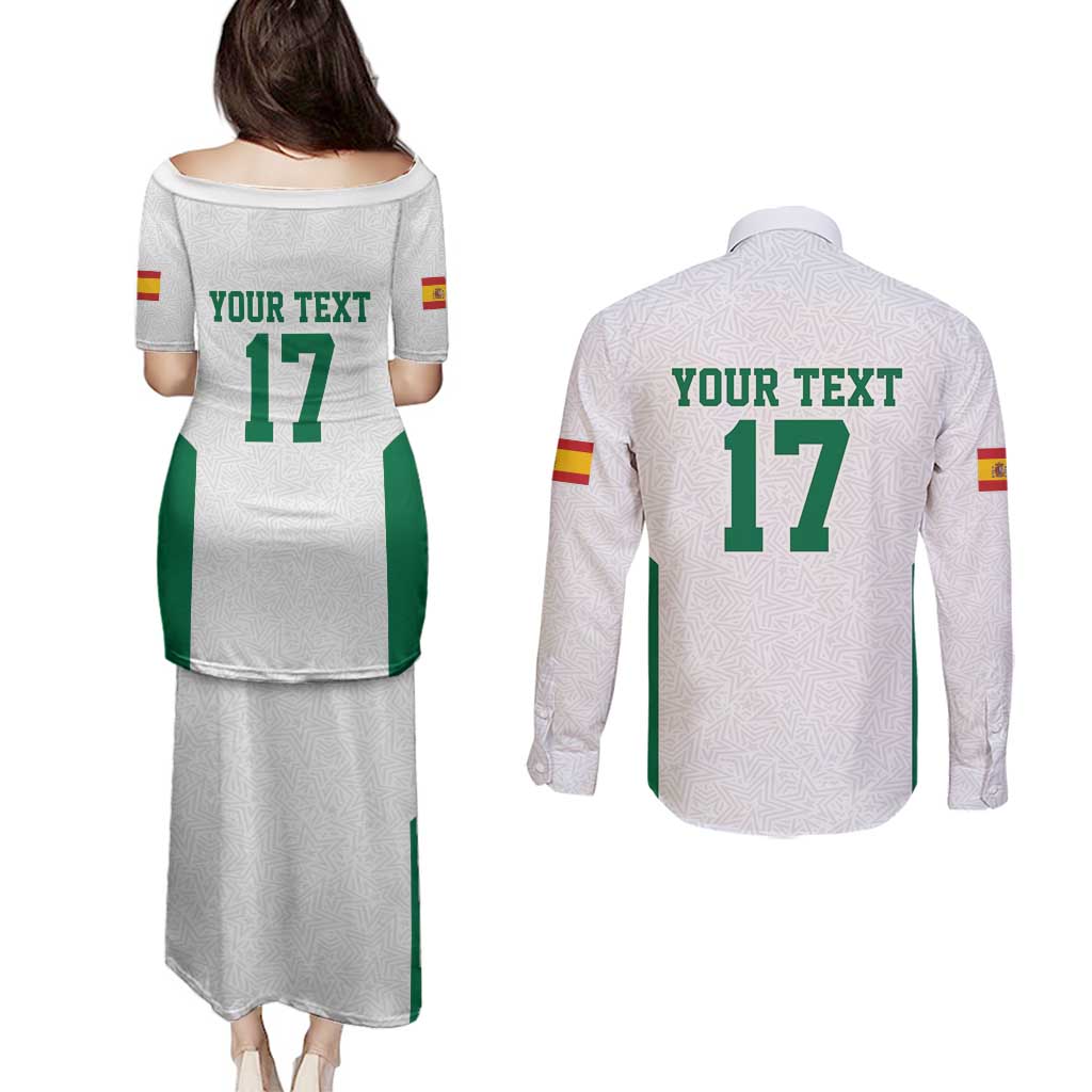 Custom Spain Field Hockey Couples Matching Puletasi and Long Sleeve Button Shirt Club de Campo Sporty Style