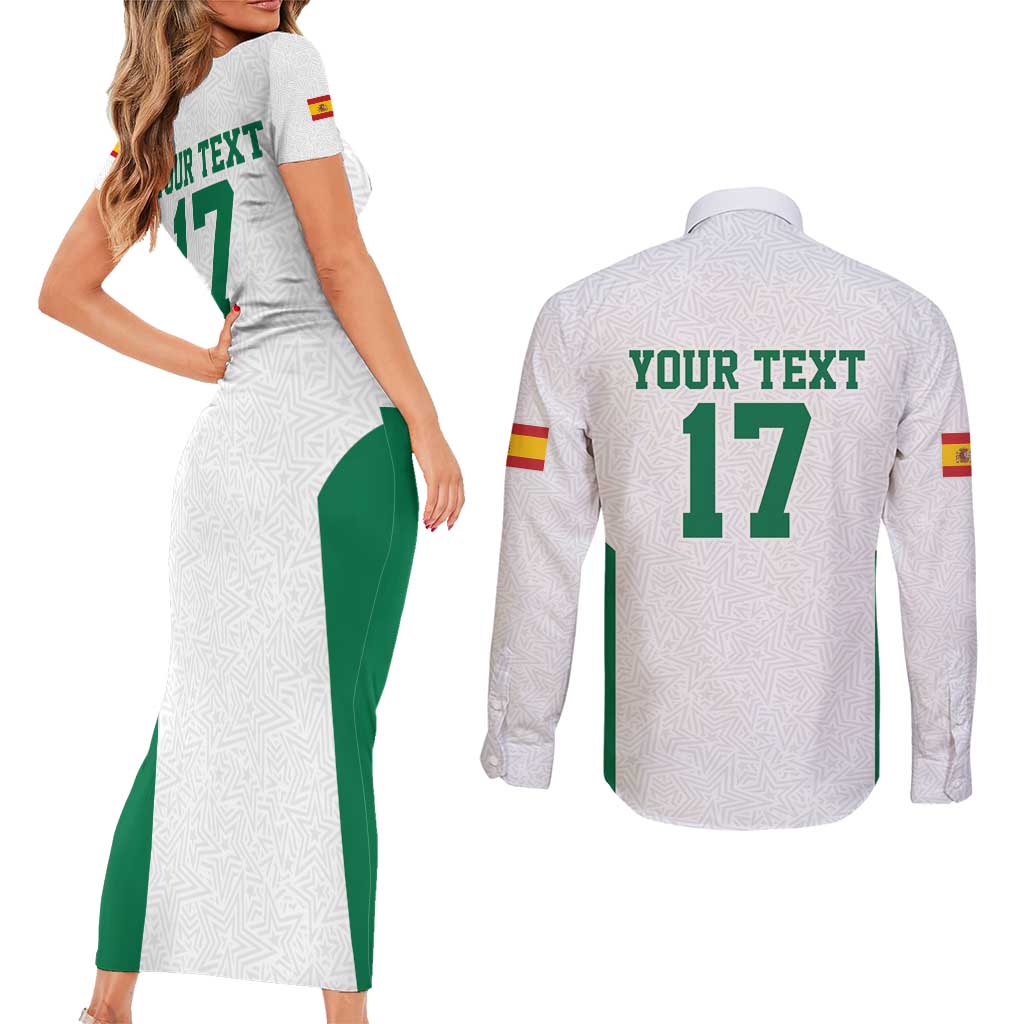 Custom Spain Field Hockey Couples Matching Short Sleeve Bodycon Dress and Long Sleeve Button Shirt Club de Campo Sporty Style