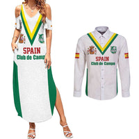 Custom Spain Field Hockey Couples Matching Summer Maxi Dress and Long Sleeve Button Shirt Club de Campo Sporty Style
