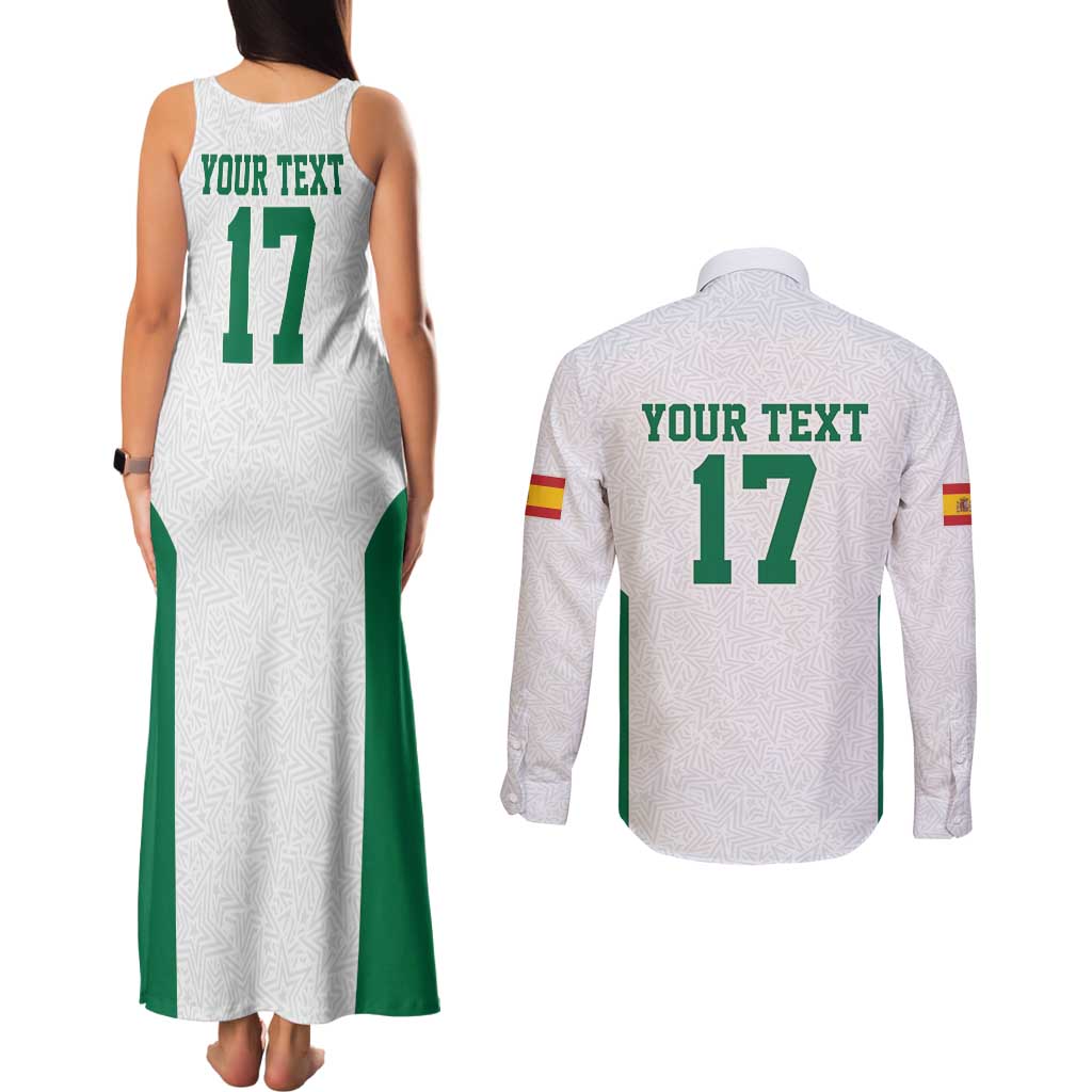 Custom Spain Field Hockey Couples Matching Tank Maxi Dress and Long Sleeve Button Shirt Club de Campo Sporty Style