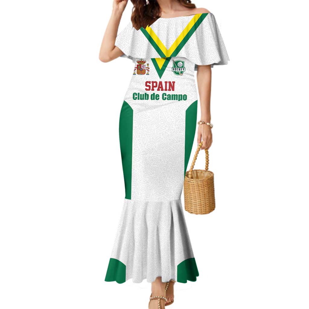 Custom Spain Field Hockey Family Matching Mermaid Dress and Hawaiian Shirt Club de Campo Sporty Style