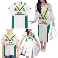 Custom Spain Field Hockey Family Matching Off The Shoulder Long Sleeve Dress and Hawaiian Shirt Club de Campo Sporty Style