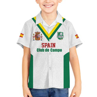 Custom Spain Field Hockey Family Matching Off The Shoulder Long Sleeve Dress and Hawaiian Shirt Club de Campo Sporty Style