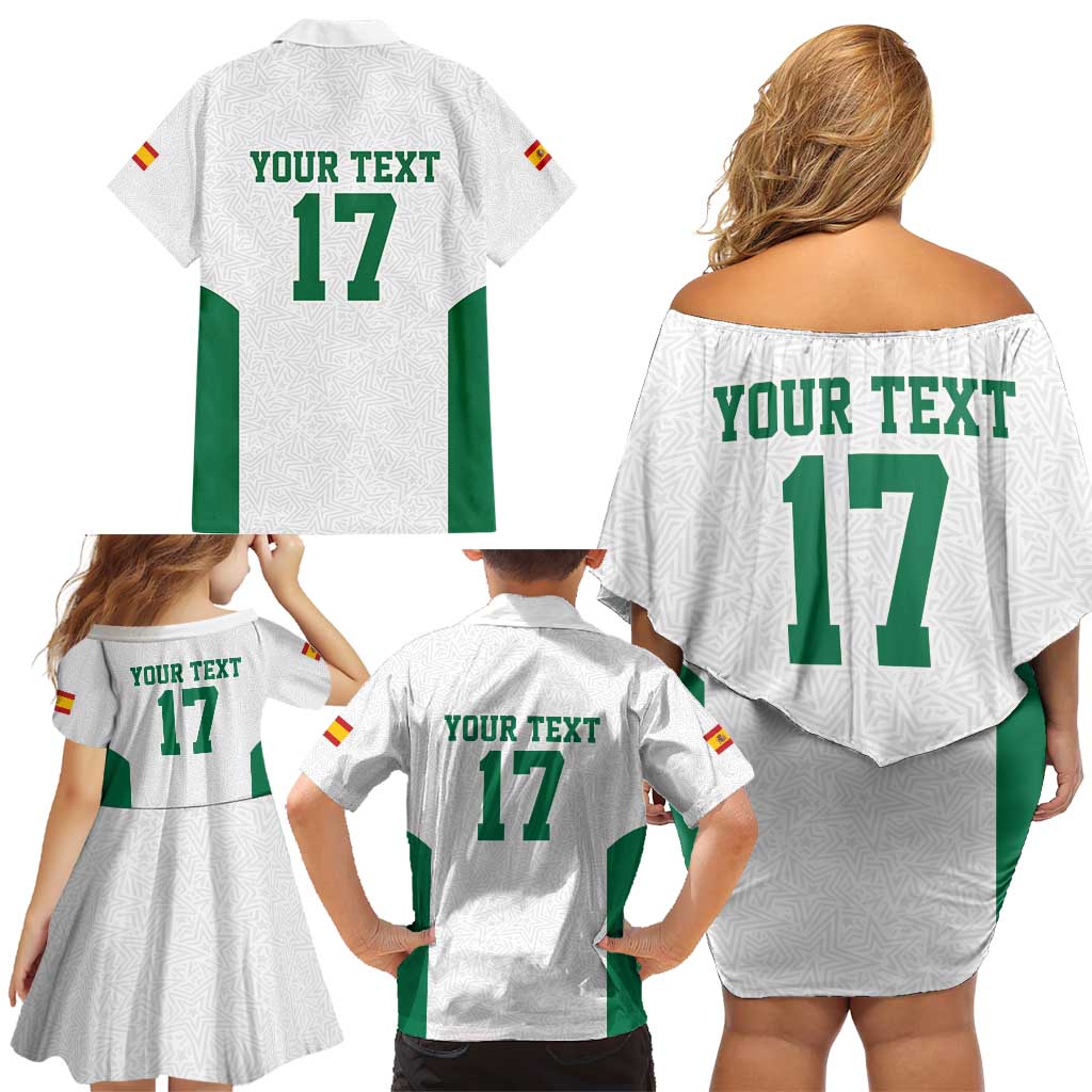 Custom Spain Field Hockey Family Matching Off Shoulder Short Dress and Hawaiian Shirt Club de Campo Sporty Style