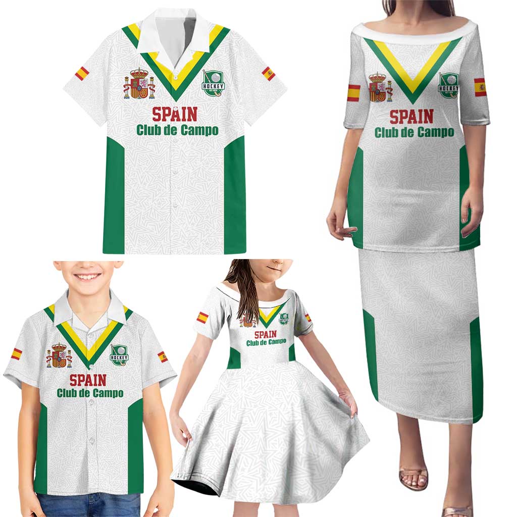 Custom Spain Field Hockey Family Matching Puletasi and Hawaiian Shirt Club de Campo Sporty Style