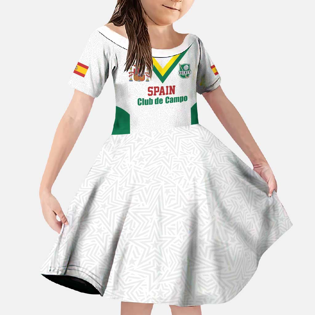 Custom Spain Field Hockey Family Matching Short Sleeve Bodycon Dress and Hawaiian Shirt Club de Campo Sporty Style