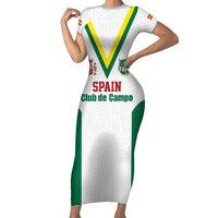 Custom Spain Field Hockey Family Matching Short Sleeve Bodycon Dress and Hawaiian Shirt Club de Campo Sporty Style