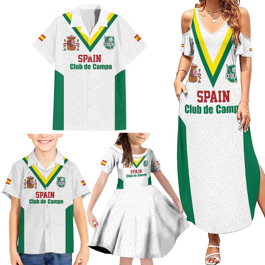 Custom Spain Field Hockey Family Matching Summer Maxi Dress and Hawaiian Shirt Club de Campo Sporty Style