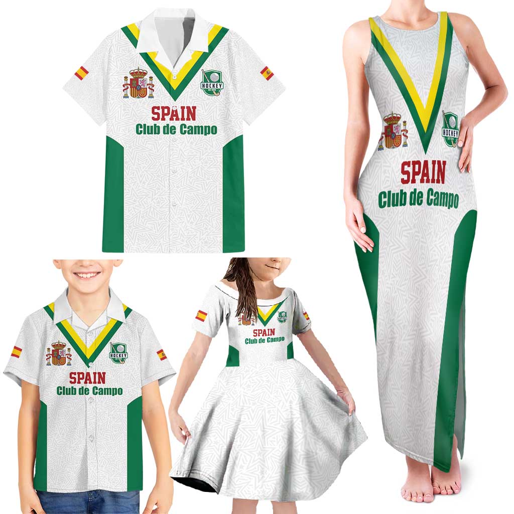 Custom Spain Field Hockey Family Matching Tank Maxi Dress and Hawaiian Shirt Club de Campo Sporty Style
