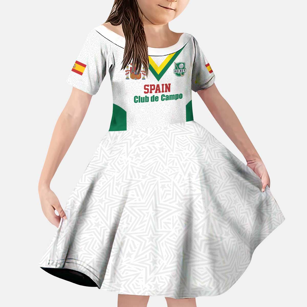 Custom Spain Field Hockey Kid Short Sleeve Dress Club de Campo Sporty Style