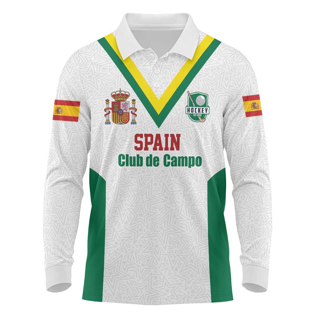 Custom Spain Field Hockey Long Sleeve Polo Shirt Club de Campo Sporty Style