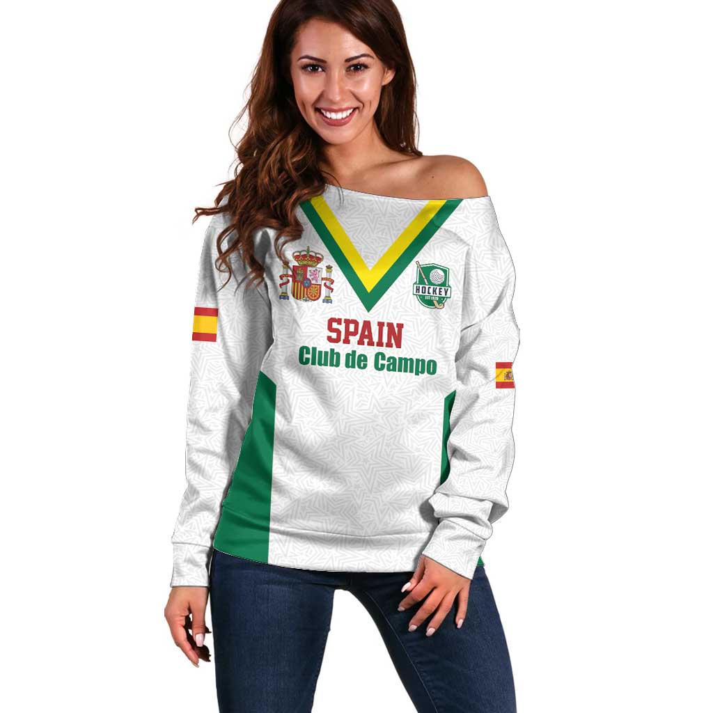 Custom Spain Field Hockey Off Shoulder Sweater Club de Campo Sporty Style