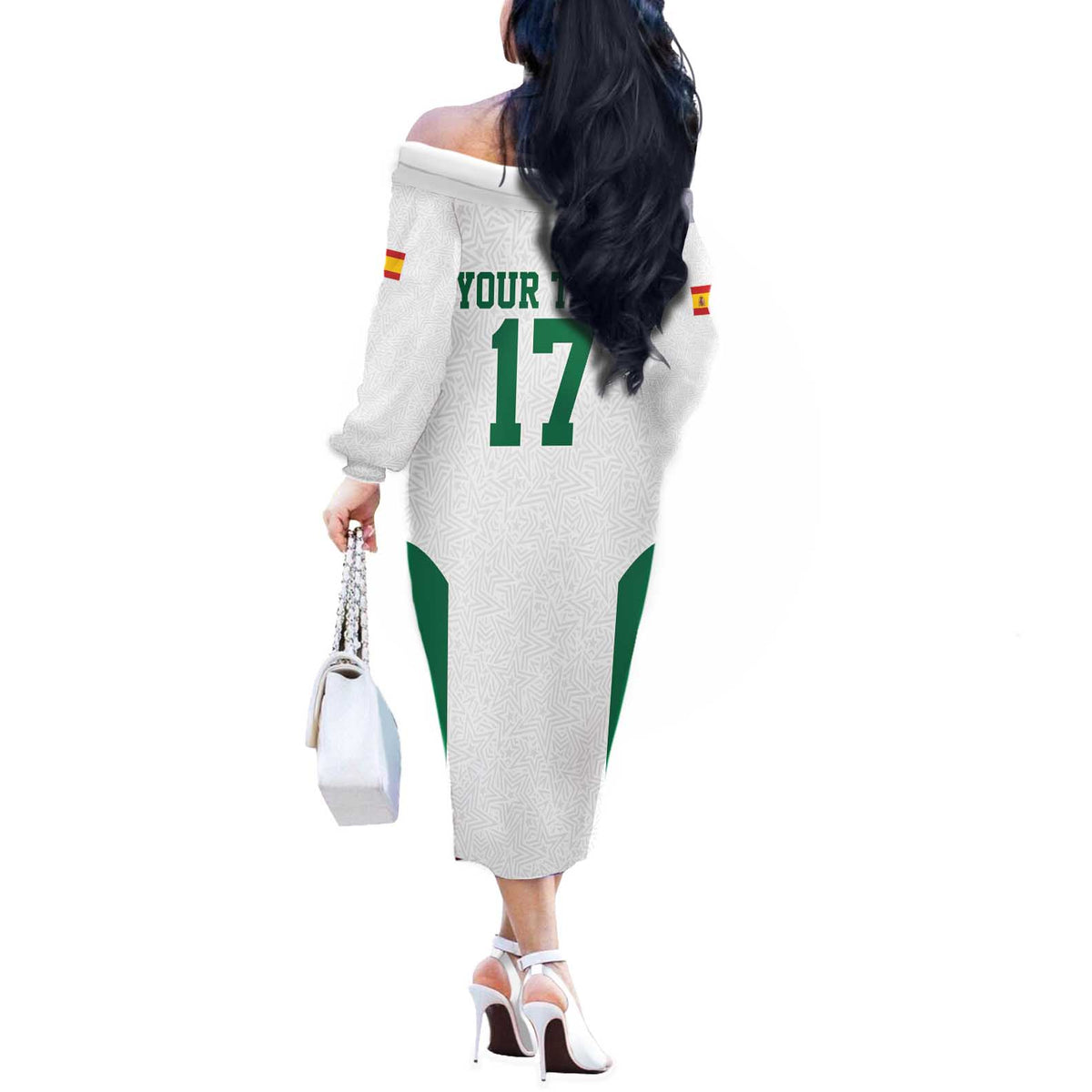 Custom Spain Field Hockey Off The Shoulder Long Sleeve Dress Club de Campo Sporty Style