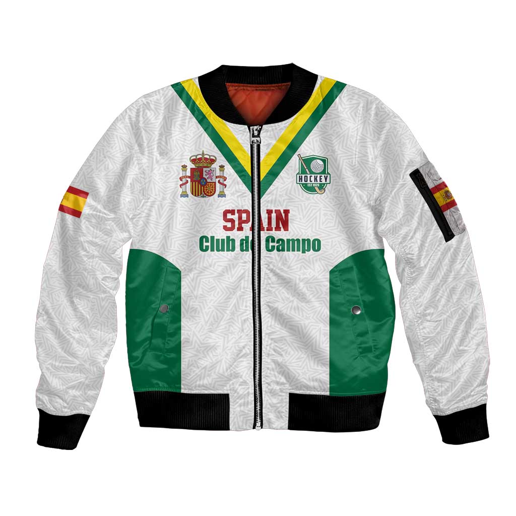 Custom Spain Field Hockey Sleeve Zip Bomber Jacket Club de Campo Sporty Style
