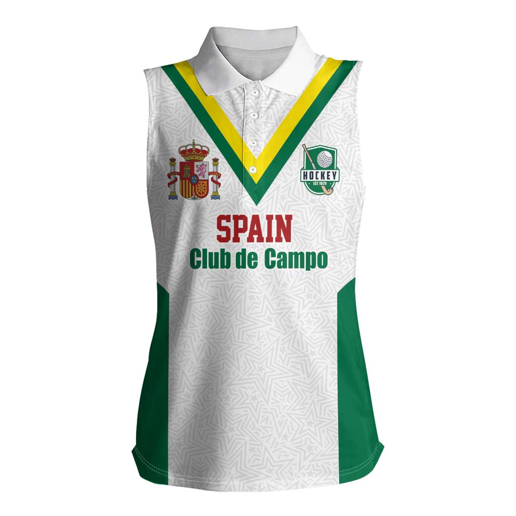 Custom Spain Field Hockey Women Sleeveless Polo Shirt Club de Campo Sporty Style