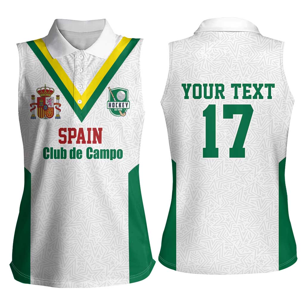 Custom Spain Field Hockey Women Sleeveless Polo Shirt Club de Campo Sporty Style