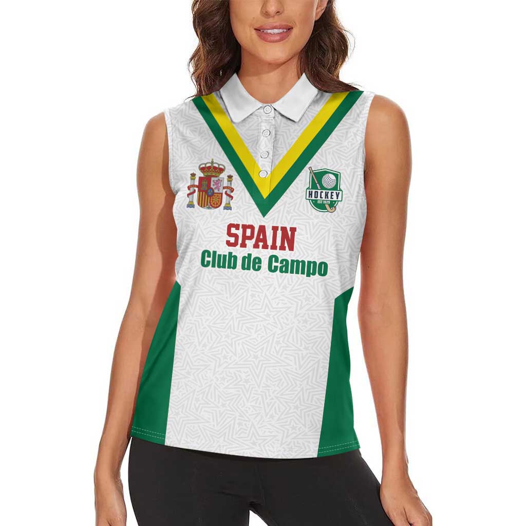 Custom Spain Field Hockey Women Sleeveless Polo Shirt Club de Campo Sporty Style