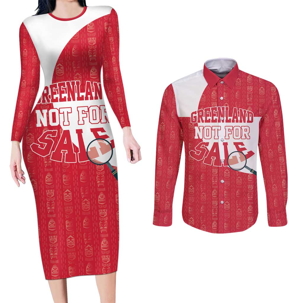 Greenland Not For Sale Couples Matching Long Sleeve Bodycon Dress and Long Sleeve Button Shirt Polar Bear