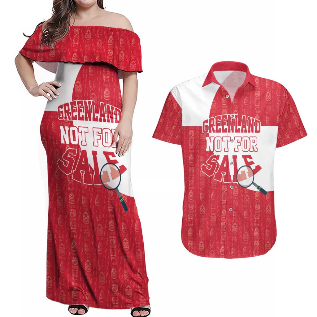 Greenland Not For Sale Couples Matching Off Shoulder Maxi Dress and Hawaiian Shirt Polar Bear