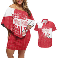 Greenland Not For Sale Couples Matching Off Shoulder Short Dress and Hawaiian Shirt Polar Bear