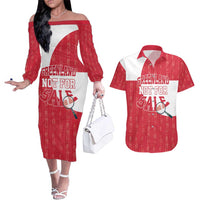 Greenland Not For Sale Couples Matching Off The Shoulder Long Sleeve Dress and Hawaiian Shirt Polar Bear