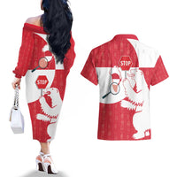 Greenland Not For Sale Couples Matching Off The Shoulder Long Sleeve Dress and Hawaiian Shirt Polar Bear