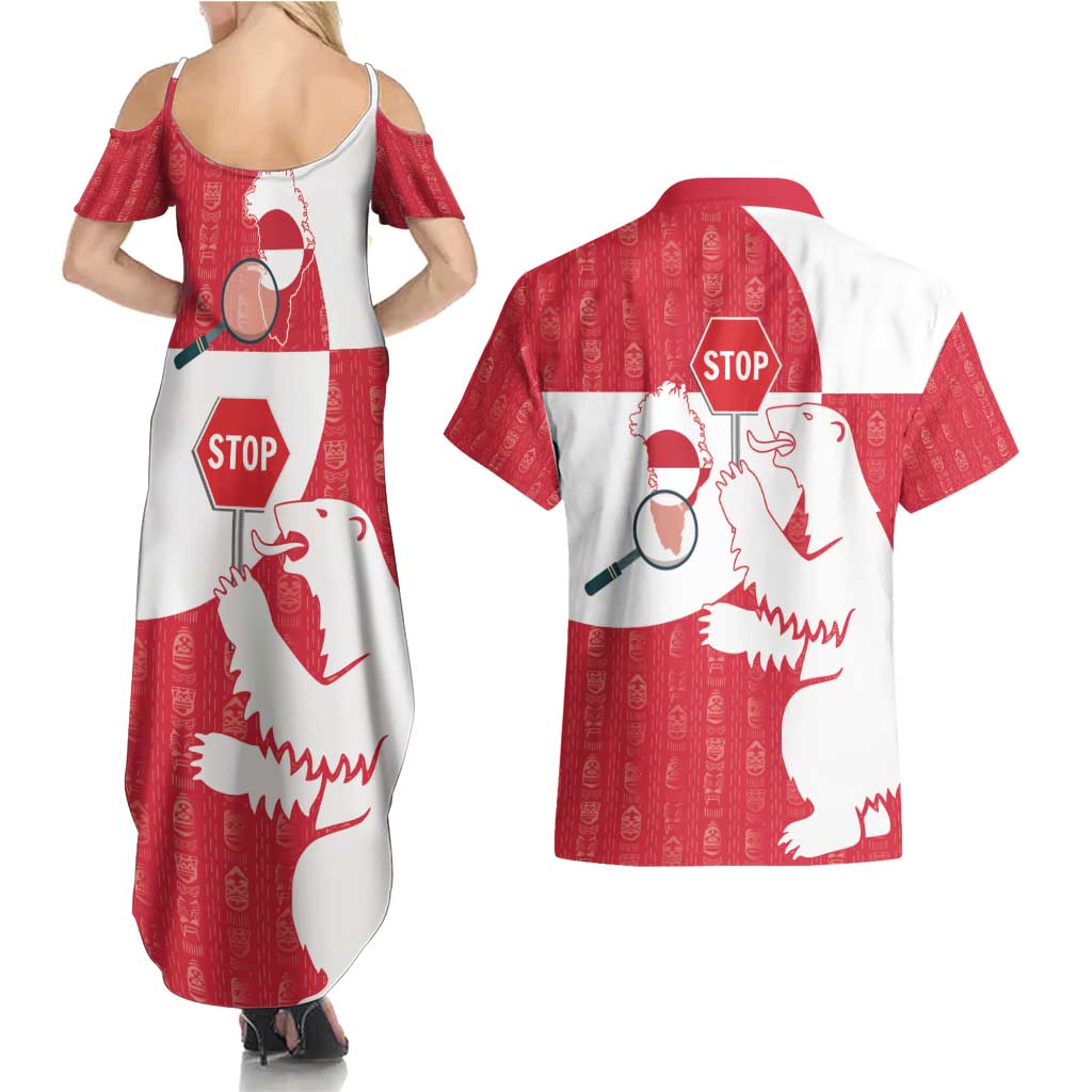Greenland Not For Sale Couples Matching Summer Maxi Dress and Hawaiian Shirt Polar Bear