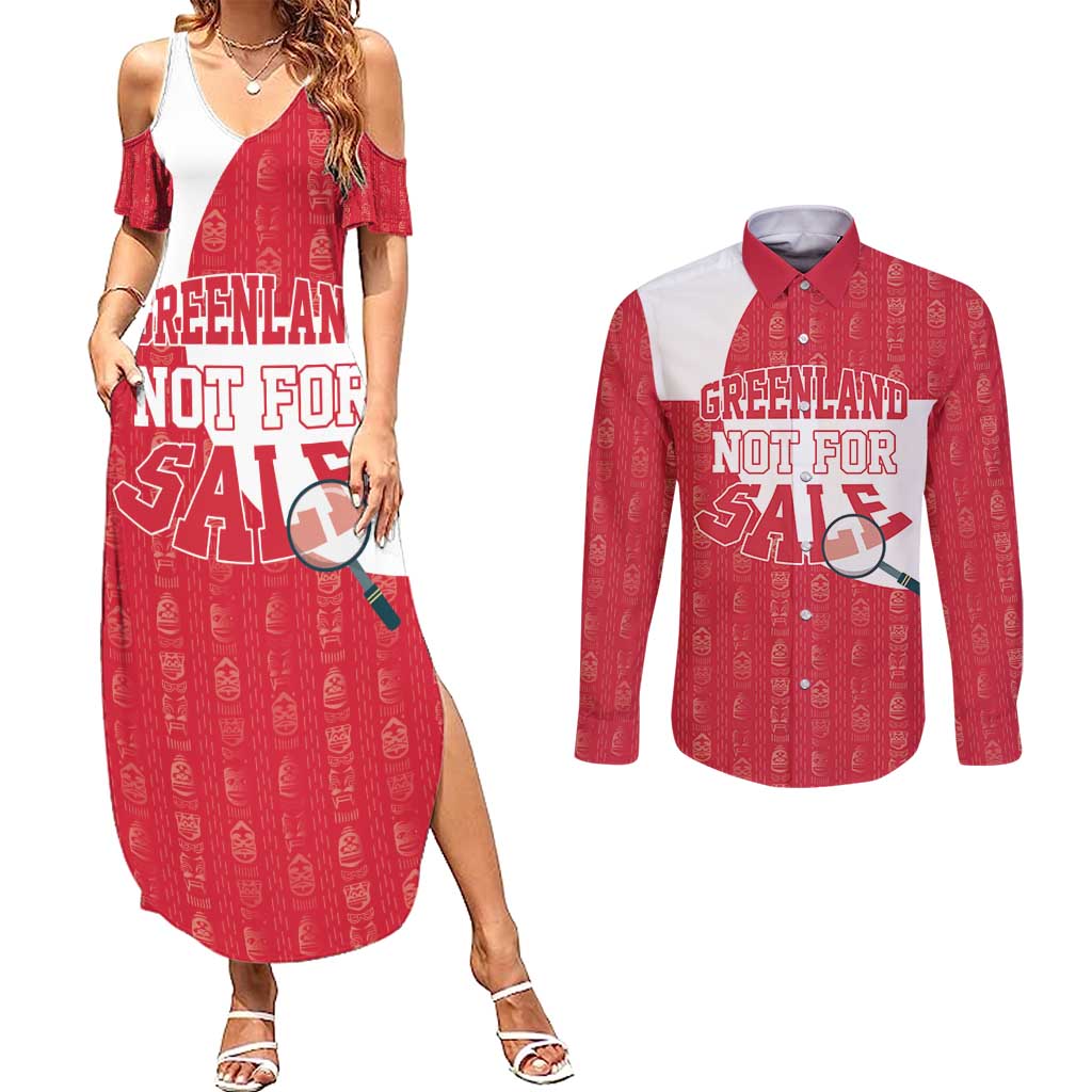 Greenland Not For Sale Couples Matching Summer Maxi Dress and Long Sleeve Button Shirt Polar Bear