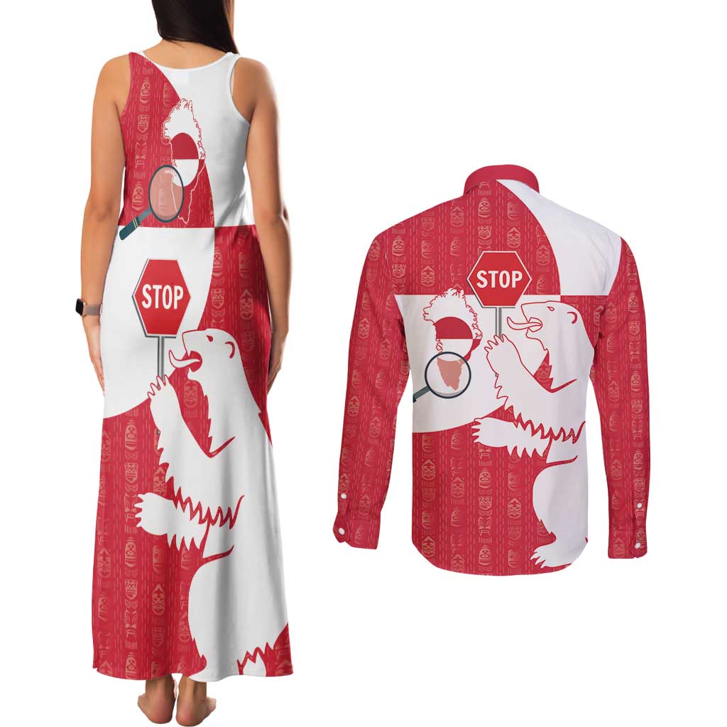 Greenland Not For Sale Couples Matching Tank Maxi Dress and Long Sleeve Button Shirt Polar Bear