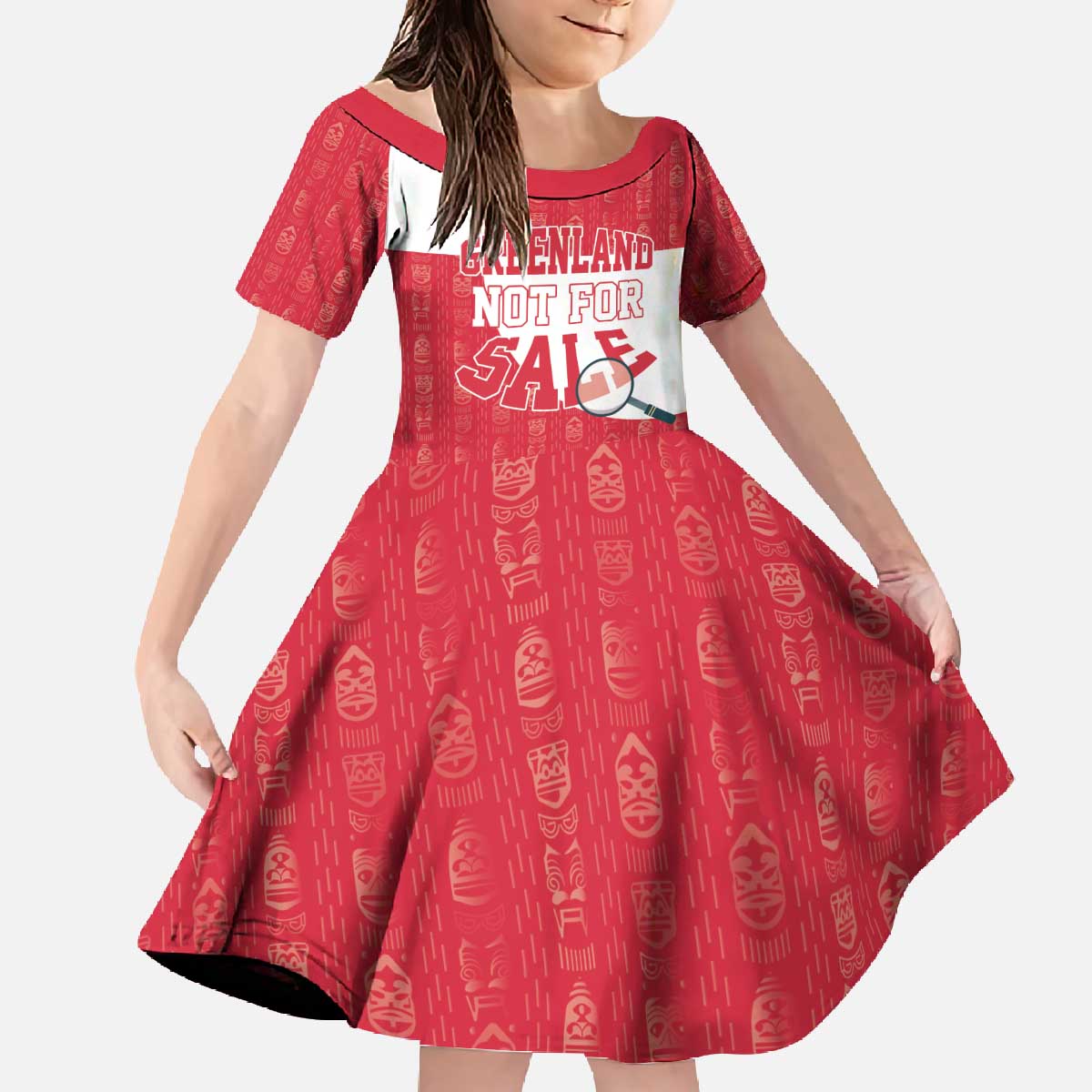 Greenland Not For Sale Family Matching Off The Shoulder Long Sleeve Dress and Hawaiian Shirt Polar Bear