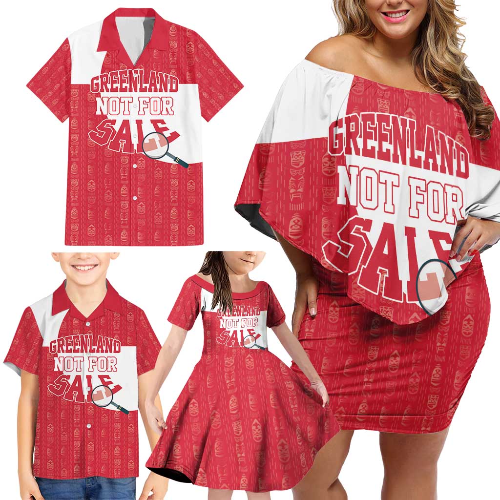 Greenland Not For Sale Family Matching Off Shoulder Short Dress and Hawaiian Shirt Polar Bear