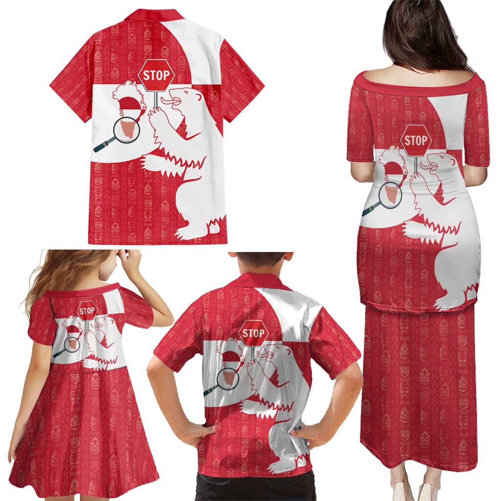 Greenland Not For Sale Family Matching Puletasi and Hawaiian Shirt Polar Bear