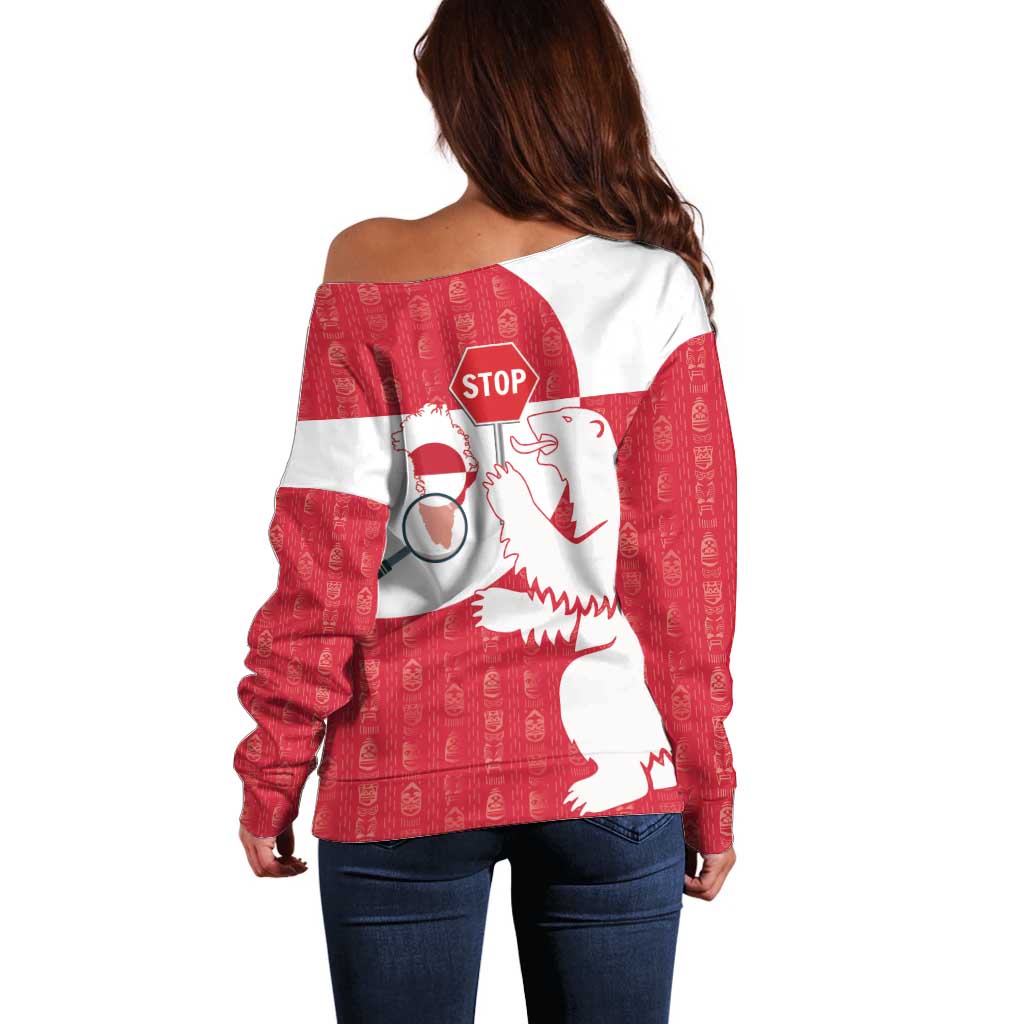 Greenland Not For Sale Off Shoulder Sweater Polar Bear