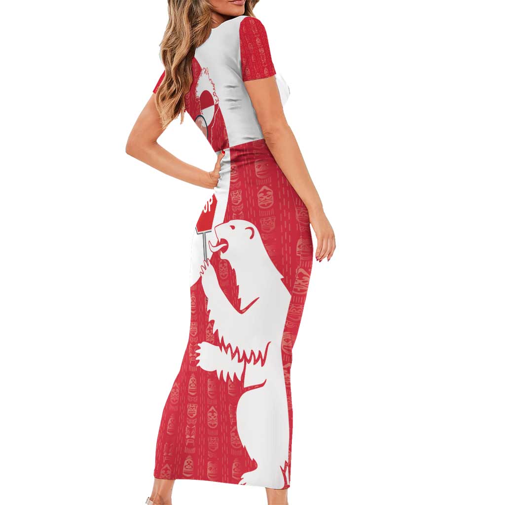 Greenland Not For Sale Short Sleeve Bodycon Dress Polar Bear