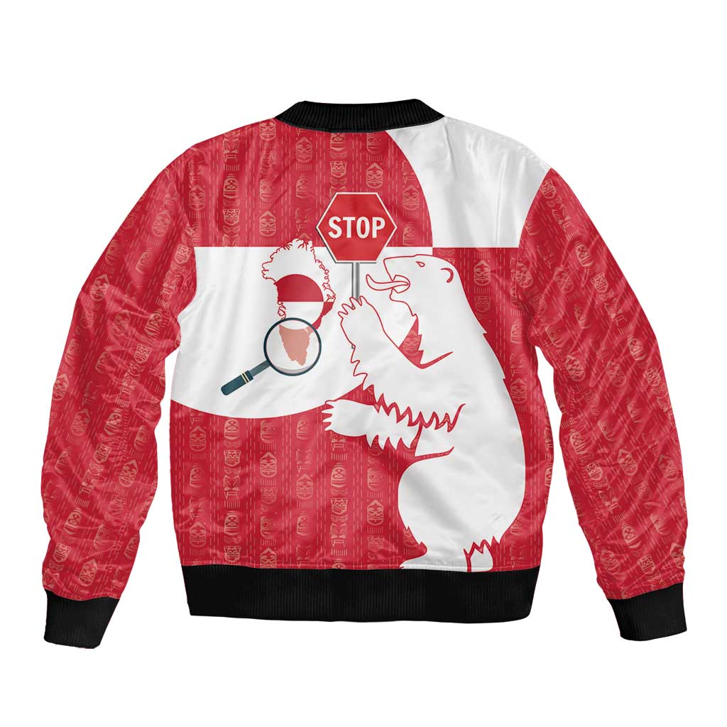 Greenland Not For Sale Sleeve Zip Bomber Jacket Polar Bear