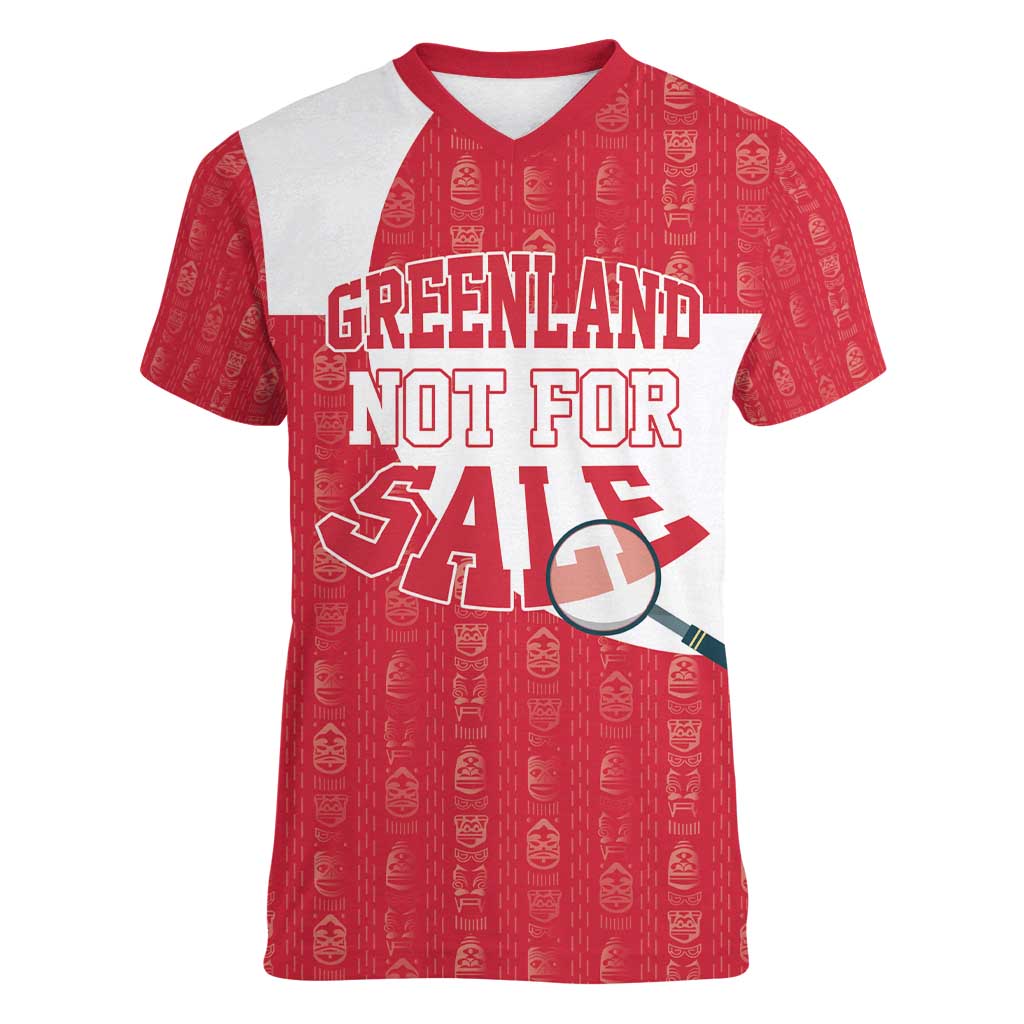 Greenland Not For Sale Women V-Neck T-Shirt Polar Bear