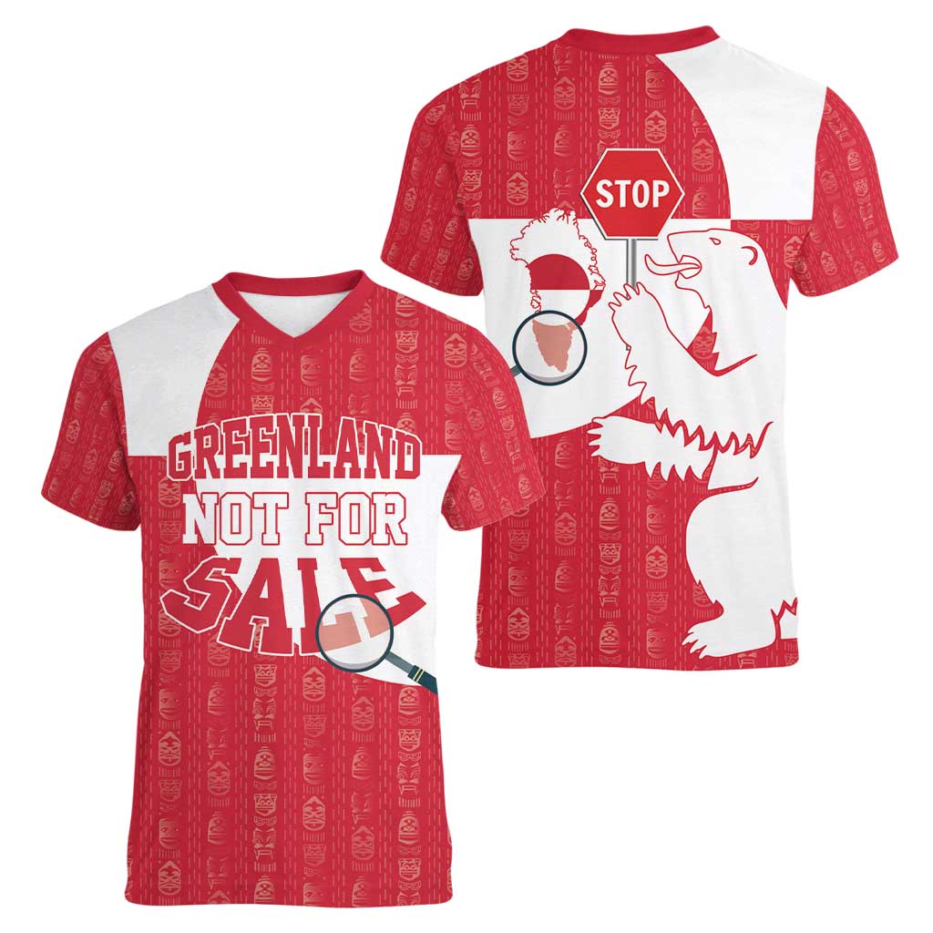 Greenland Not For Sale Women V-Neck T-Shirt Polar Bear