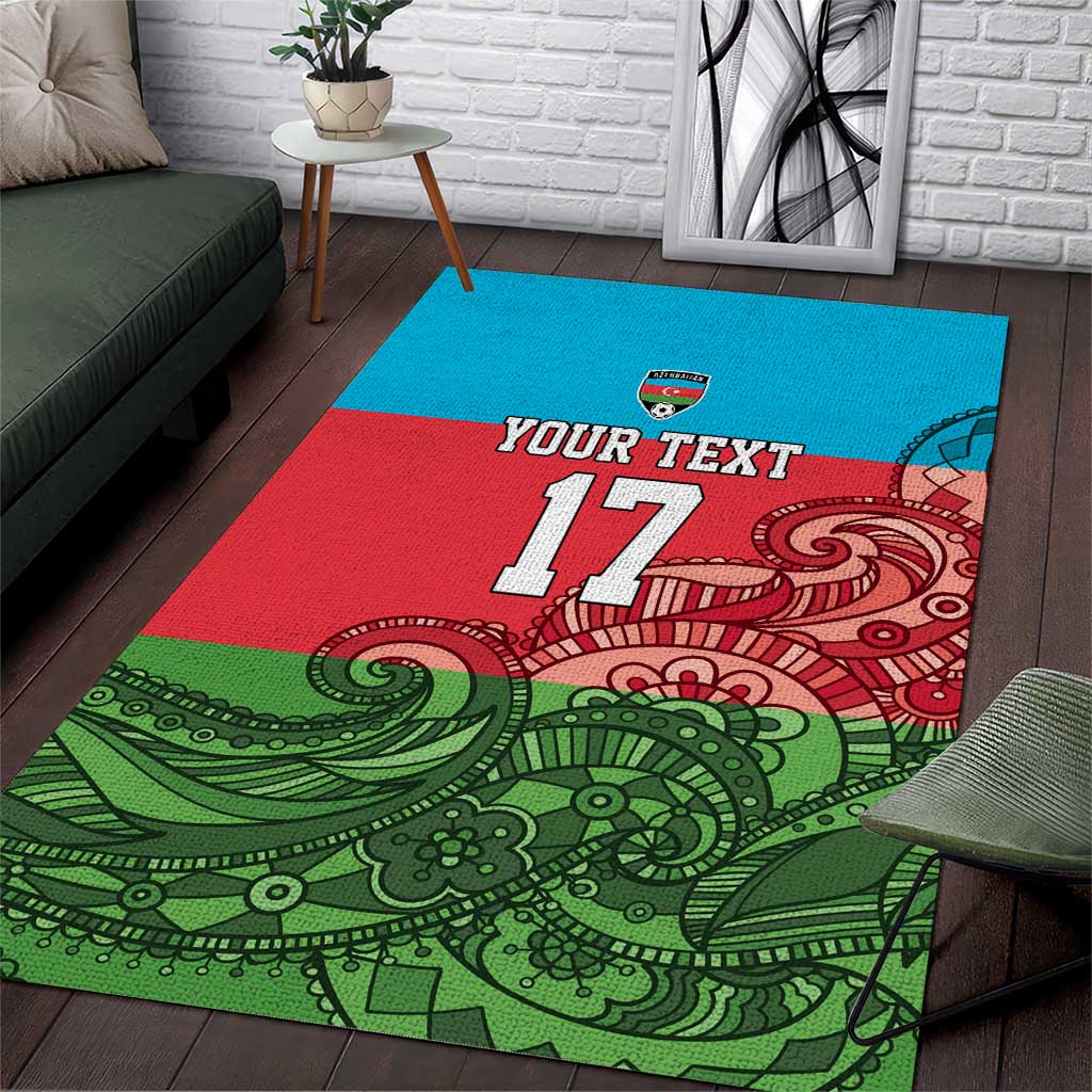 Custom Azerbaijan Football Area Rug Azerbaijan Pattern Buta