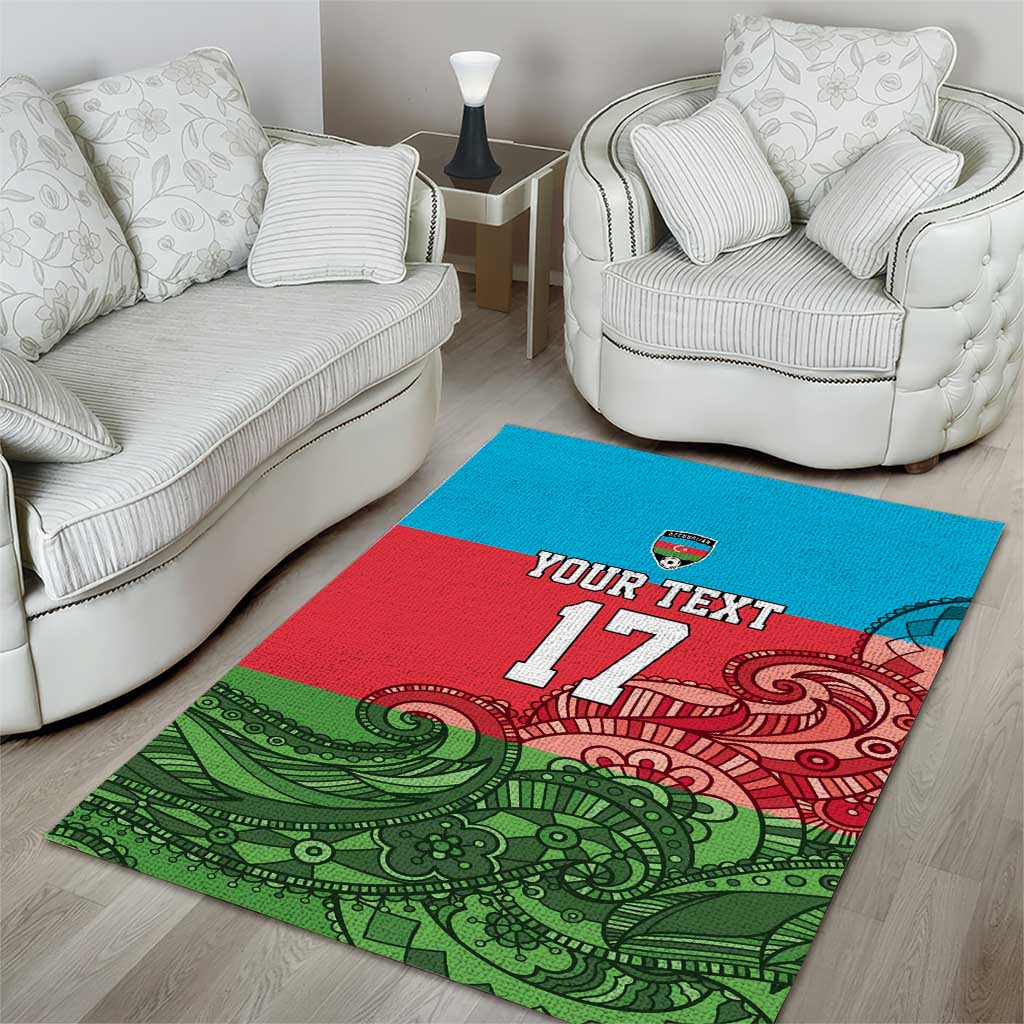 Custom Azerbaijan Football Area Rug Azerbaijan Pattern Buta