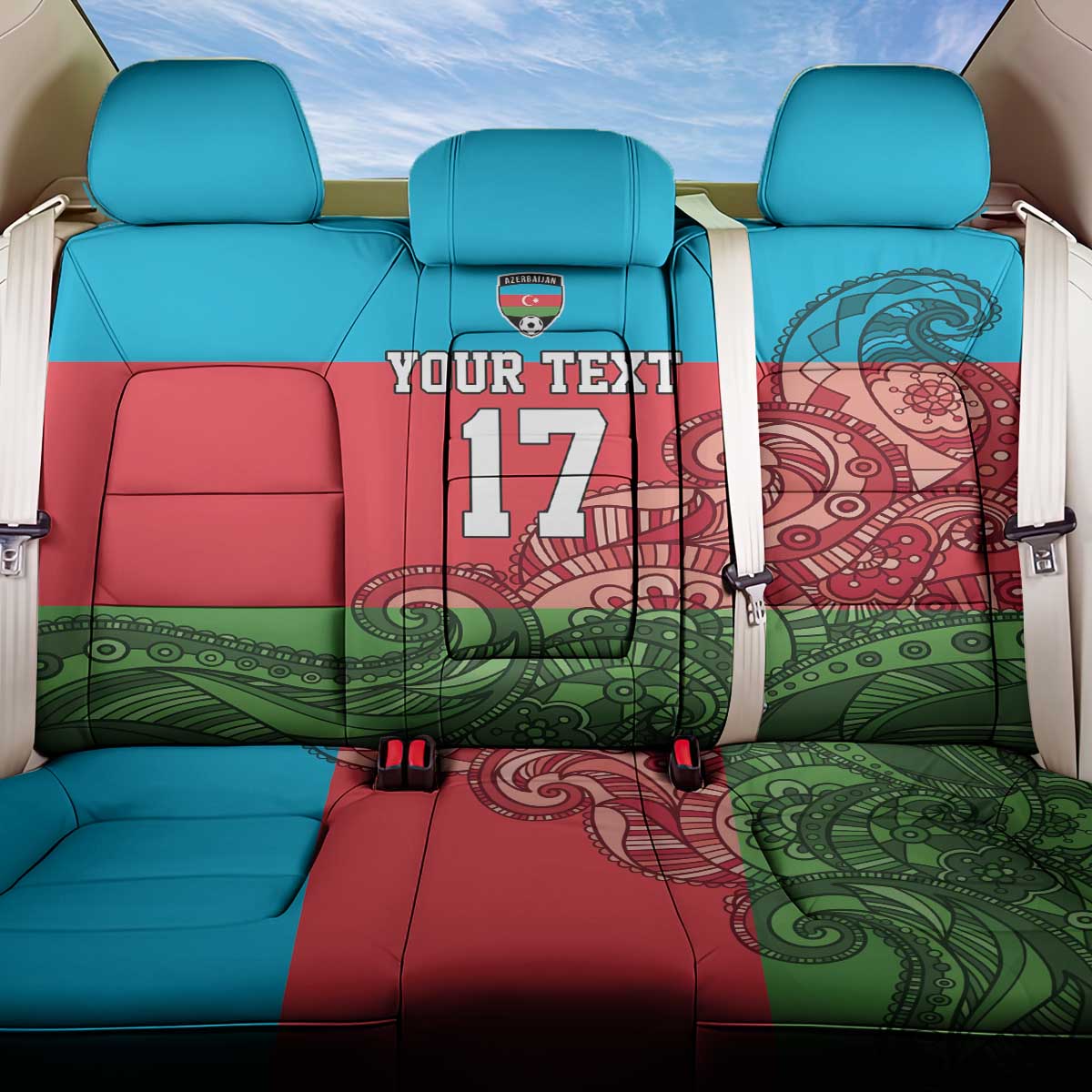 Custom Azerbaijan Football Back Car Seat Cover Azerbaijan Pattern Buta