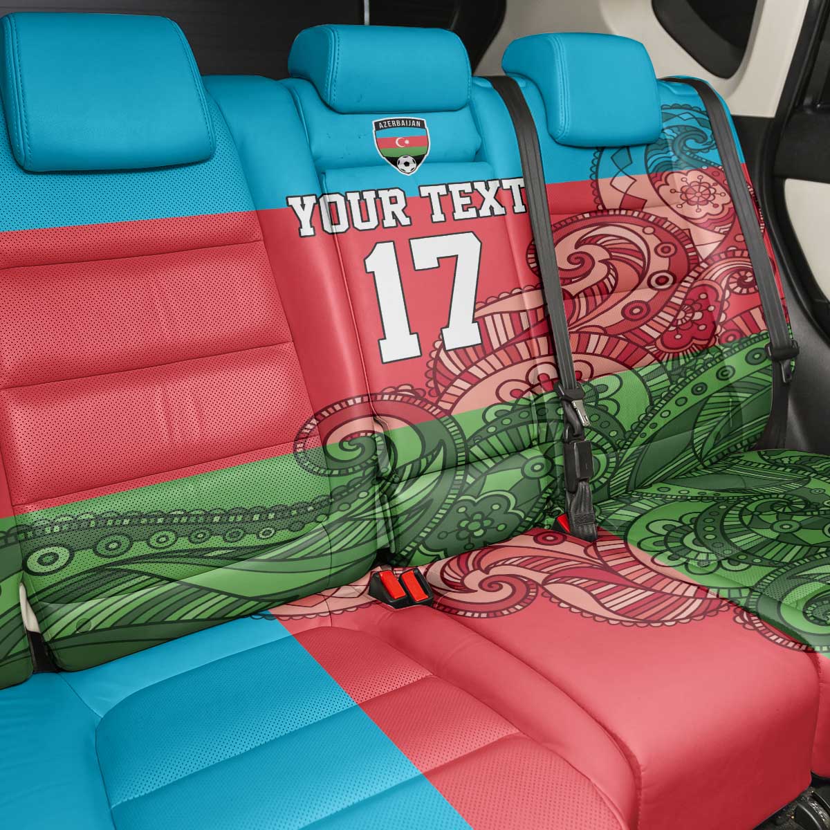 Custom Azerbaijan Football Back Car Seat Cover Azerbaijan Pattern Buta