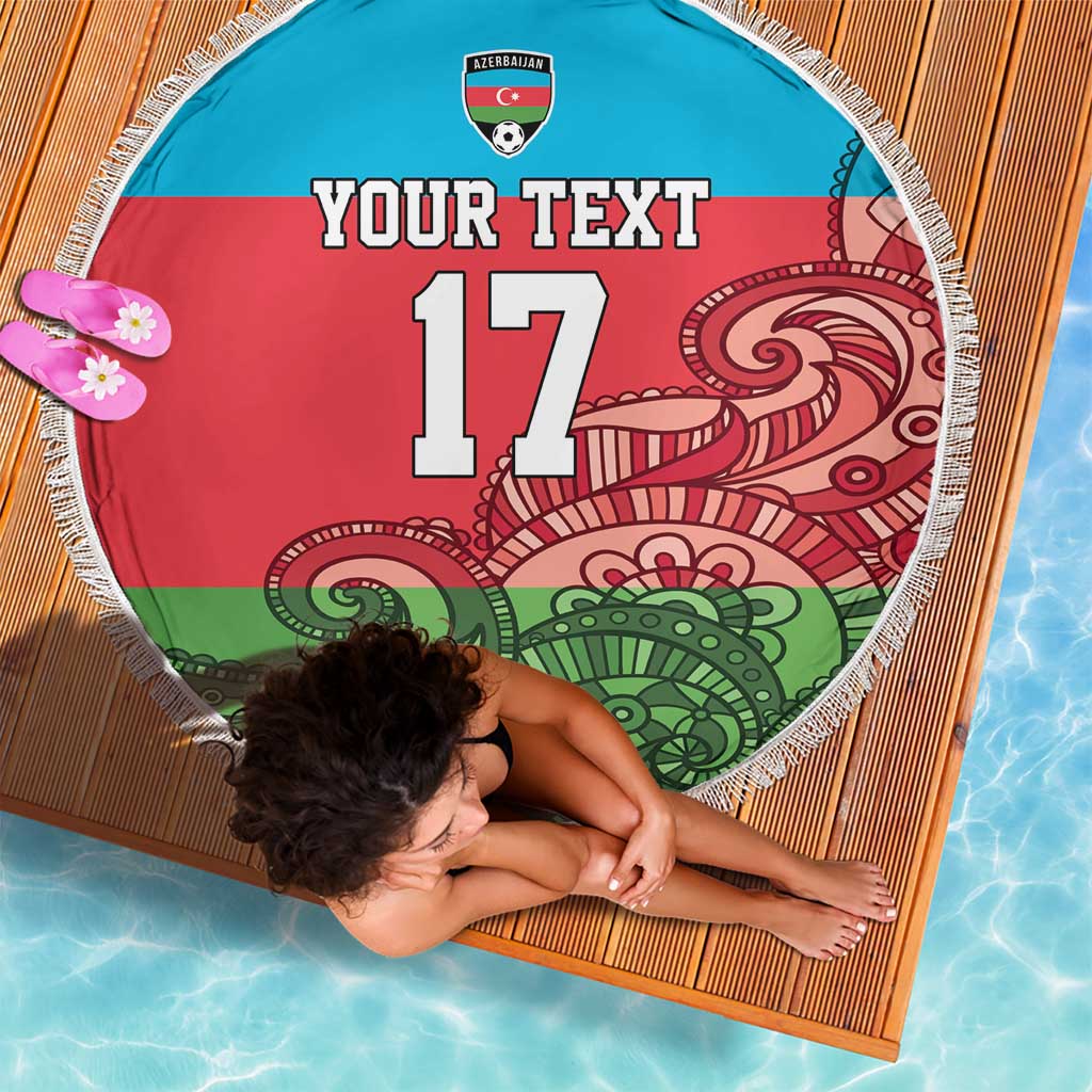 Custom Azerbaijan Football Beach Blanket Azerbaijan Pattern Buta