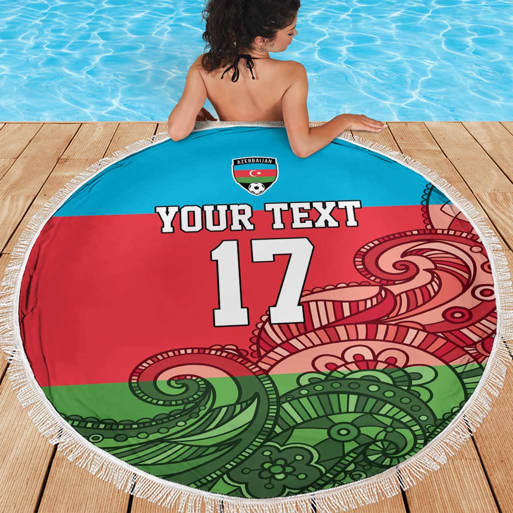 Custom Azerbaijan Football Beach Blanket Azerbaijan Pattern Buta