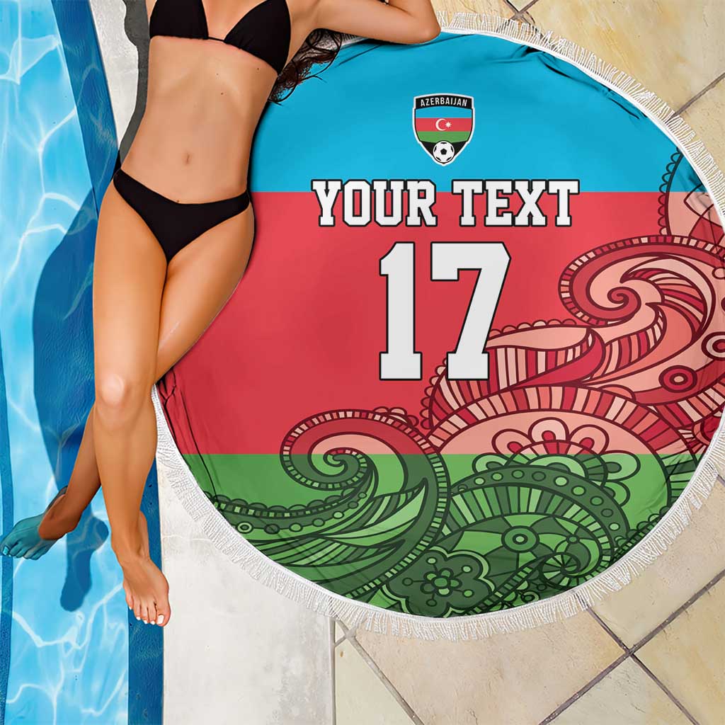 Custom Azerbaijan Football Beach Blanket Azerbaijan Pattern Buta