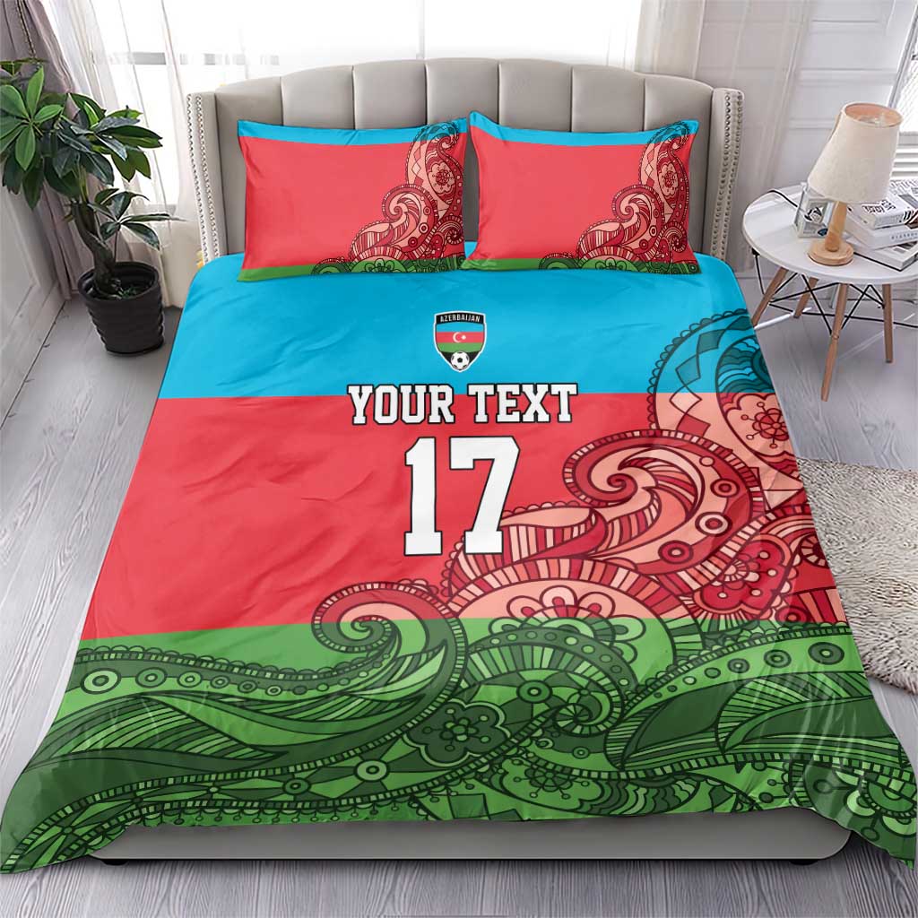 Custom Azerbaijan Football Bedding Set Azerbaijan Pattern Buta