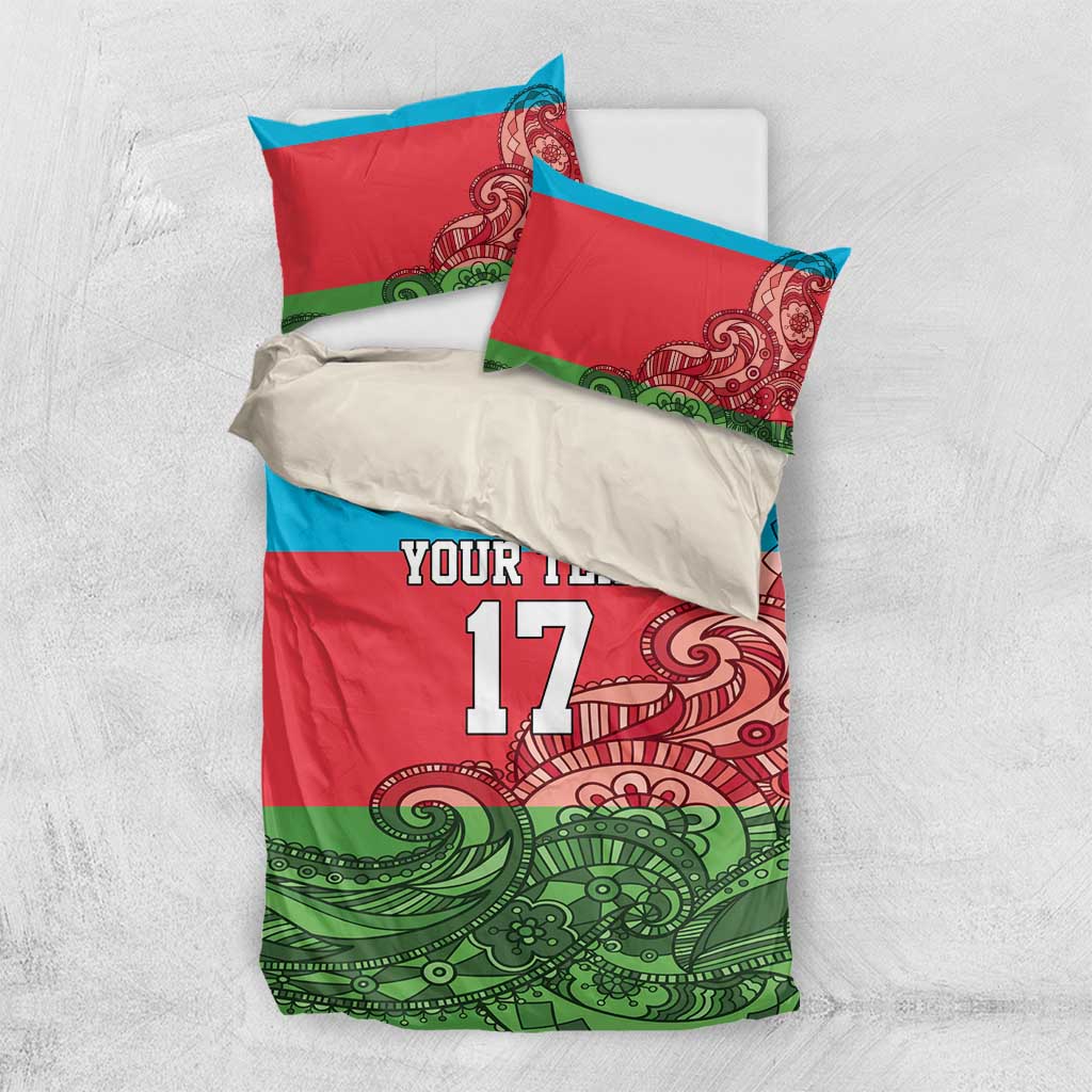 Custom Azerbaijan Football Bedding Set Azerbaijan Pattern Buta